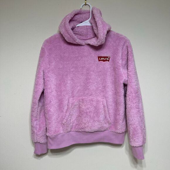 Levi’s Pink Lavender Girls Sherpa Fleece Pullover Large - Picture 2 of 9